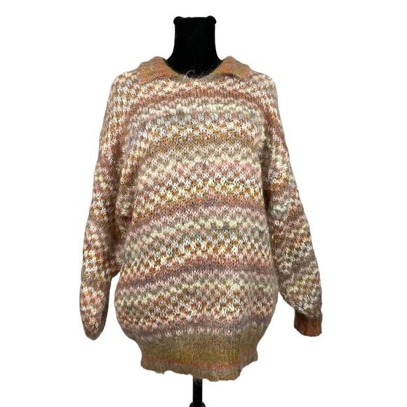 Burberry Mohair Chunky Knit Pastel Peasant Sleeve Oversized Sweater - Women’s S - Picture 1 of 6